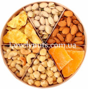 Дерев'яна коробка з горіхами та сухофруктами 700гр Дерев'яна коробка з горіхами та сухофруктами 700гр